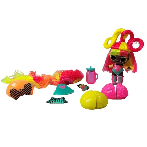 LOL Surprise Doll Accessories Glow Grrrl Hairvibes Athletic Wigs Neon 17 PCS MGA - Picture 1 of 10